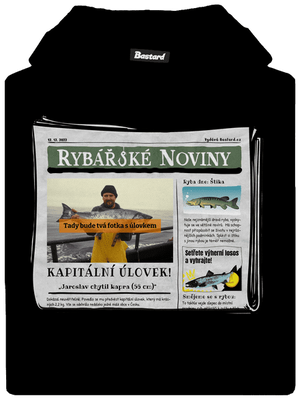 Rybářské noviny dětská mikina klokanka Black