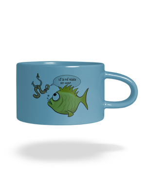 Ryba a žížala hrnek makronka Blue Macaron