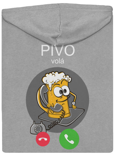 Pivo volá pánská mikina na zip Light Melange