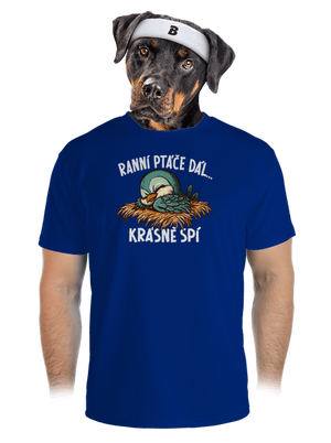 Ranní ptáče spí pánské sportovní tričko Royal Blue Mal