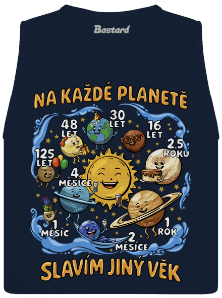 Věk na planetách dámské tílko volné Navy