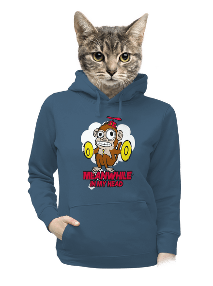 Monkey in my head dámská mikina klokanka Denim