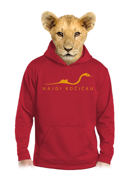 Najdi kočičku dětská mikina klokanka Fire Red