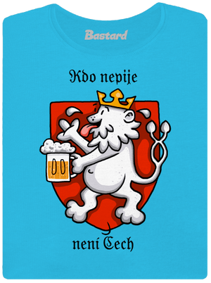 Kdo nepije, není Čech dámské tričko s lemem Blue Atol