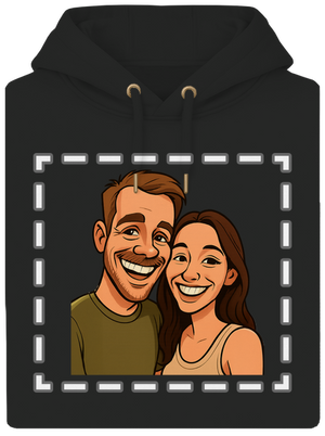 Karikatura z vlastní fotky unisex mikina premium Dark Black