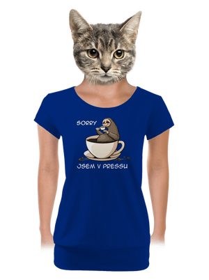 V pressu dámské tričko s lemem Royal Blue Mal