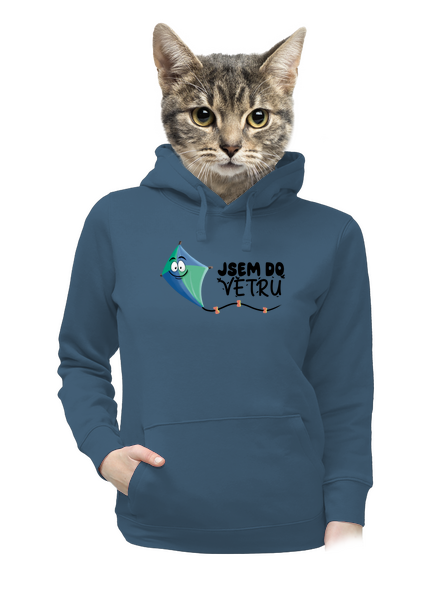 Do větru dámská mikina klokanka Denim