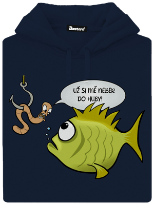 Ryba a žížala pánská mikina klokanka Navy