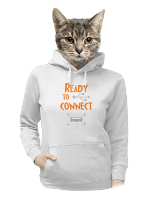 USB připojení dámská mikina klokanka White