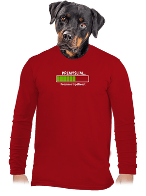 Přemýšlím pánské dlouhý rukáv Red