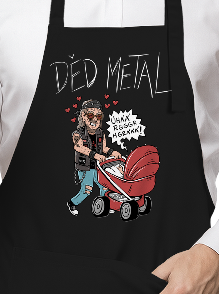 Děd metal zástěra Black