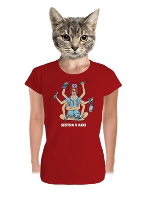 Sestra v akci dámské tričko premium Red Mal