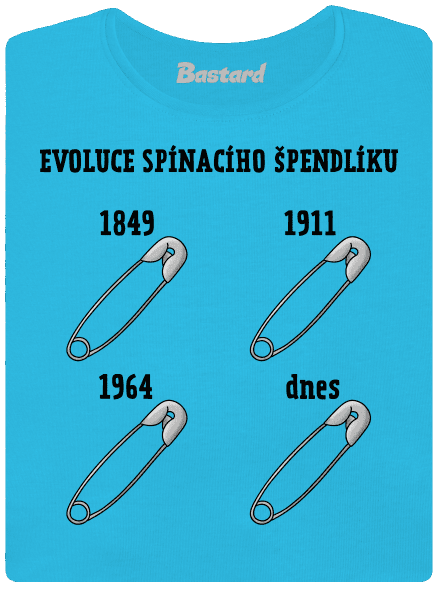 Evoluce spínacího špendlíku dámské tričko s lemem Blue Atol