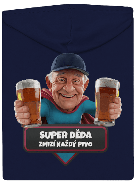 Super děda pánská mikina na zip Navy