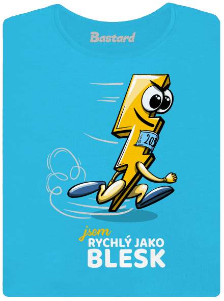 Rychlý jako blesk dámské tričko s lemem Blue Atol