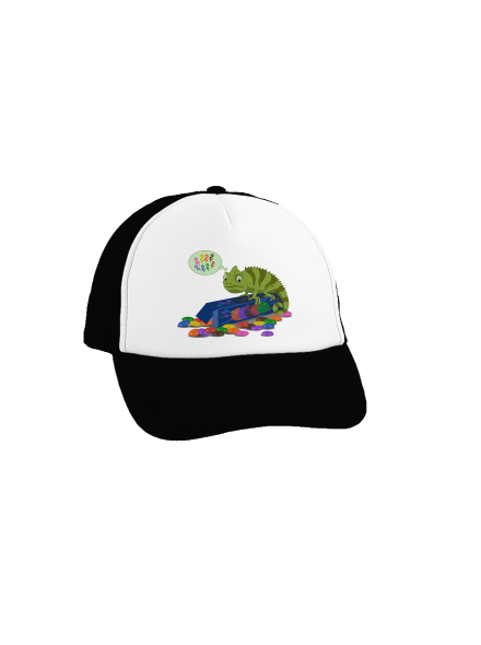 Zmatený chameleon kšiltovka truckerka Black cap