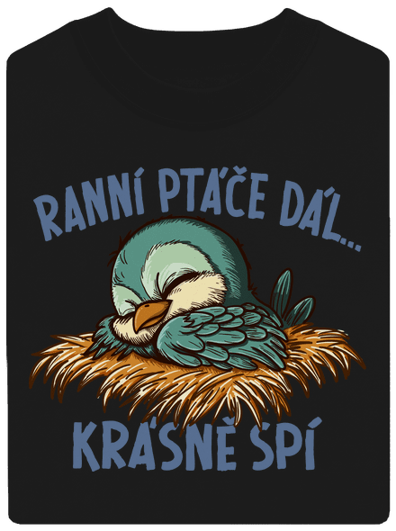 Ranní ptáče spí unisex mikina bez kapuce Black