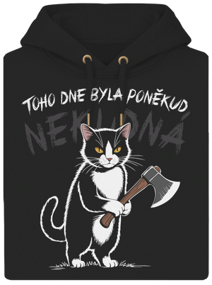 Neklidná kočka unisex mikina premium Dark Black