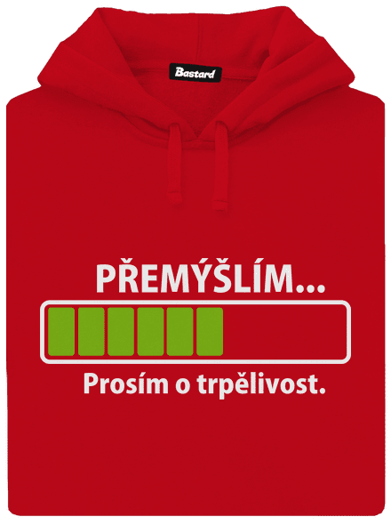 Přemýšlím pánská mikina klokanka Red