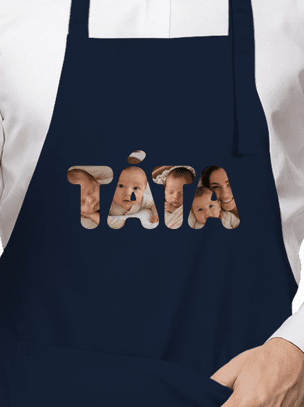 Nápis táta z vlastních fotek zástěra Navy