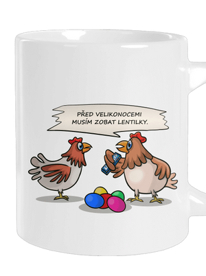 Slepice před Velikonocemi velký hrnek White