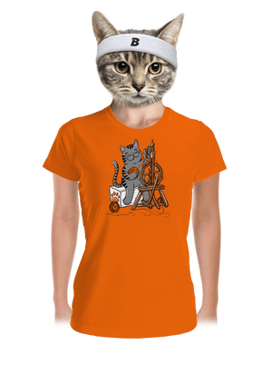 Kočka přede dámské sportovní tričko Neon Orange