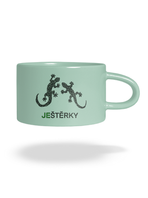 Ještěrky hrnek makronka Mint Macaron