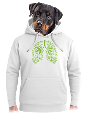 Ganja plíce unisex mikina premium Snowwhite