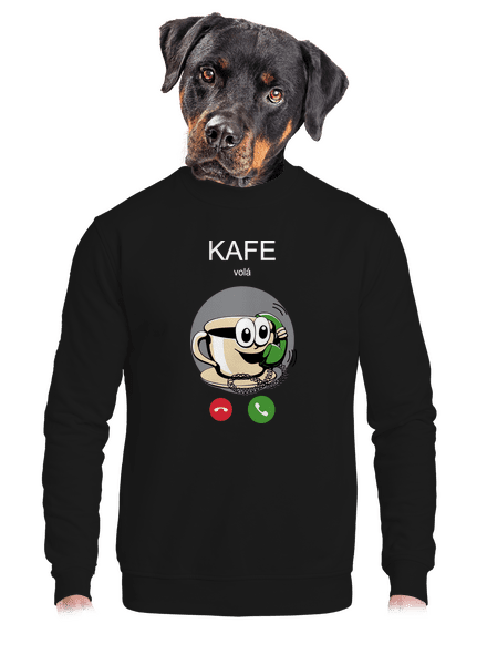 Kafe volá unisex mikina bez kapuce Black