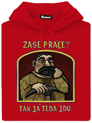 Zase práce? pánská mikina klokanka Red