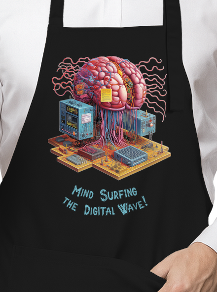 Mind surfing the digital wave zástěra Black