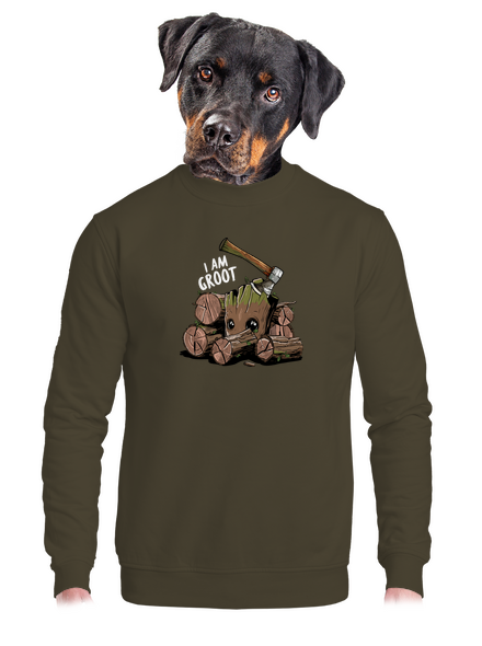 I Am Groot unisex mikina bez kapuce Urban Khaki