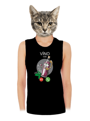 Červené víno volá dámské tílko volné Black