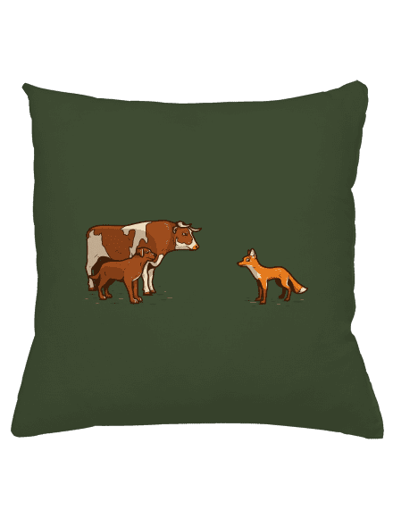 Vůl, pes a vulpes polštář Olive Green