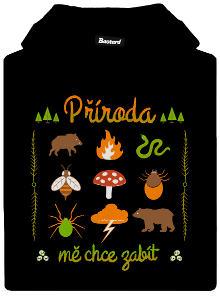 Příroda mě chce zabít pánská mikina klokanka Black
