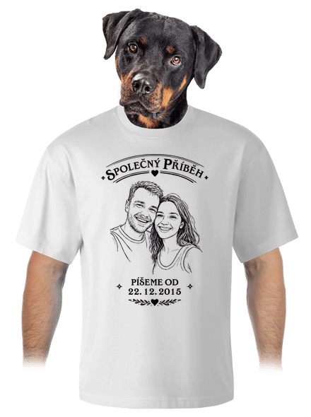 Společný příběh z vlastní fotky unisex tričko oversized White