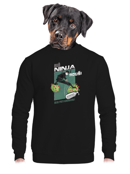 Ninja v rouši unisex mikina bez kapuce Black