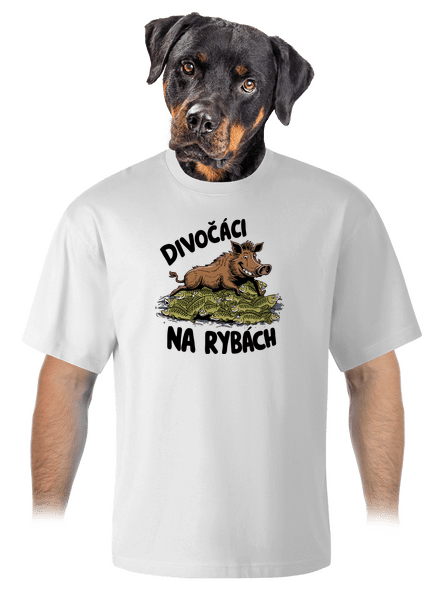 Divočáci na rybách unisex tričko oversized White