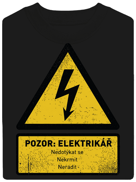 Pozor elektrikář unisex mikina bez kapuce Black
