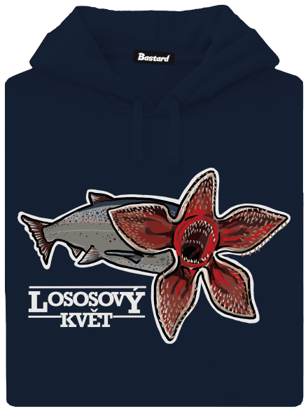 Lososový květ pánská mikina klokanka Navy