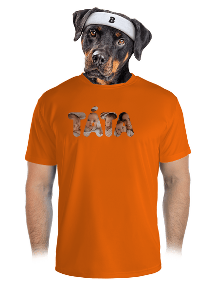 Nápis táta z vlastních fotek pánské sportovní tričko Neon Orange