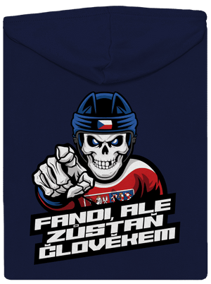 Fandi, ale zůstaň člověkem pánská mikina na zip Navy