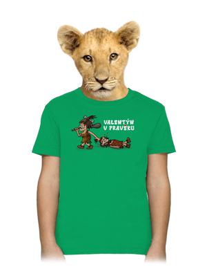 Valentýn v pravěku dětské tričko Kelly Green