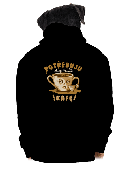 Potřebuju kafe pánská mikina na zip Black
