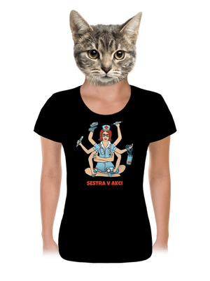 Sestra v akci dámské tričko Black