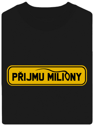 Miliony unisex mikina bez kapuce Black