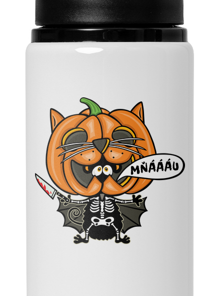 Halloweenská kočička lahev na vodu White
