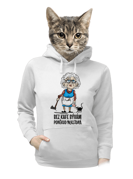 Neklidná bez kafe dámská mikina klokanka White