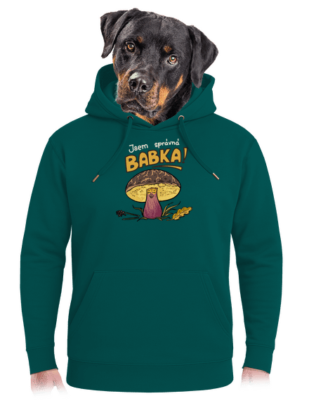 Babka a hříbeček unisex mikina premium Emerald Green