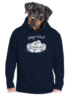 Miluju tulení pánská mikina klokanka Navy